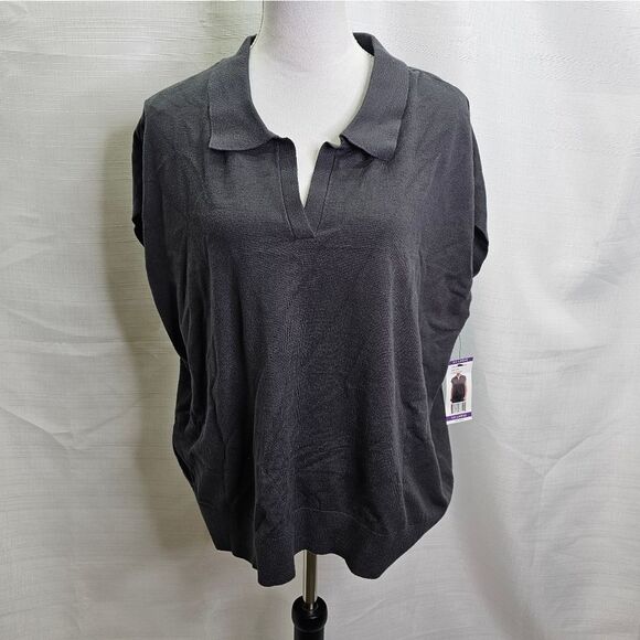 DKNY Gray Sleeveless Collared Sweater Size XXL - Picture 13 of 15